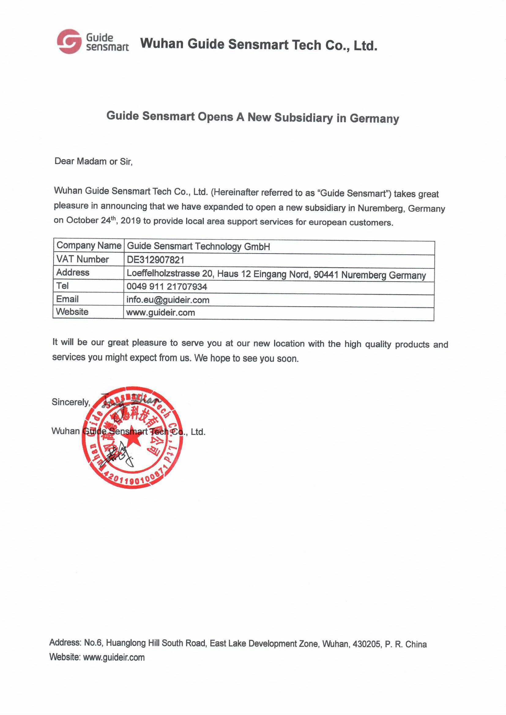 Guide Sensmart Opens A New Subsidiary in Germany